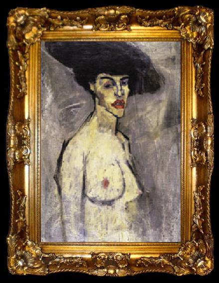 framed  Amedeo Modigliani Nude with a Hat (recto), ta009-2